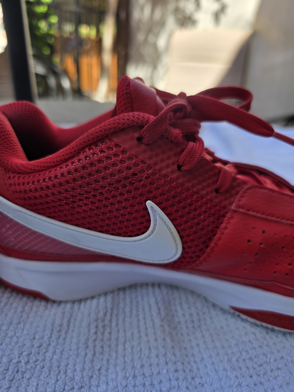 Nike Ja Morant 1 Men's Red Athletic Sneakers with White Accents - Picture 8 of 10
